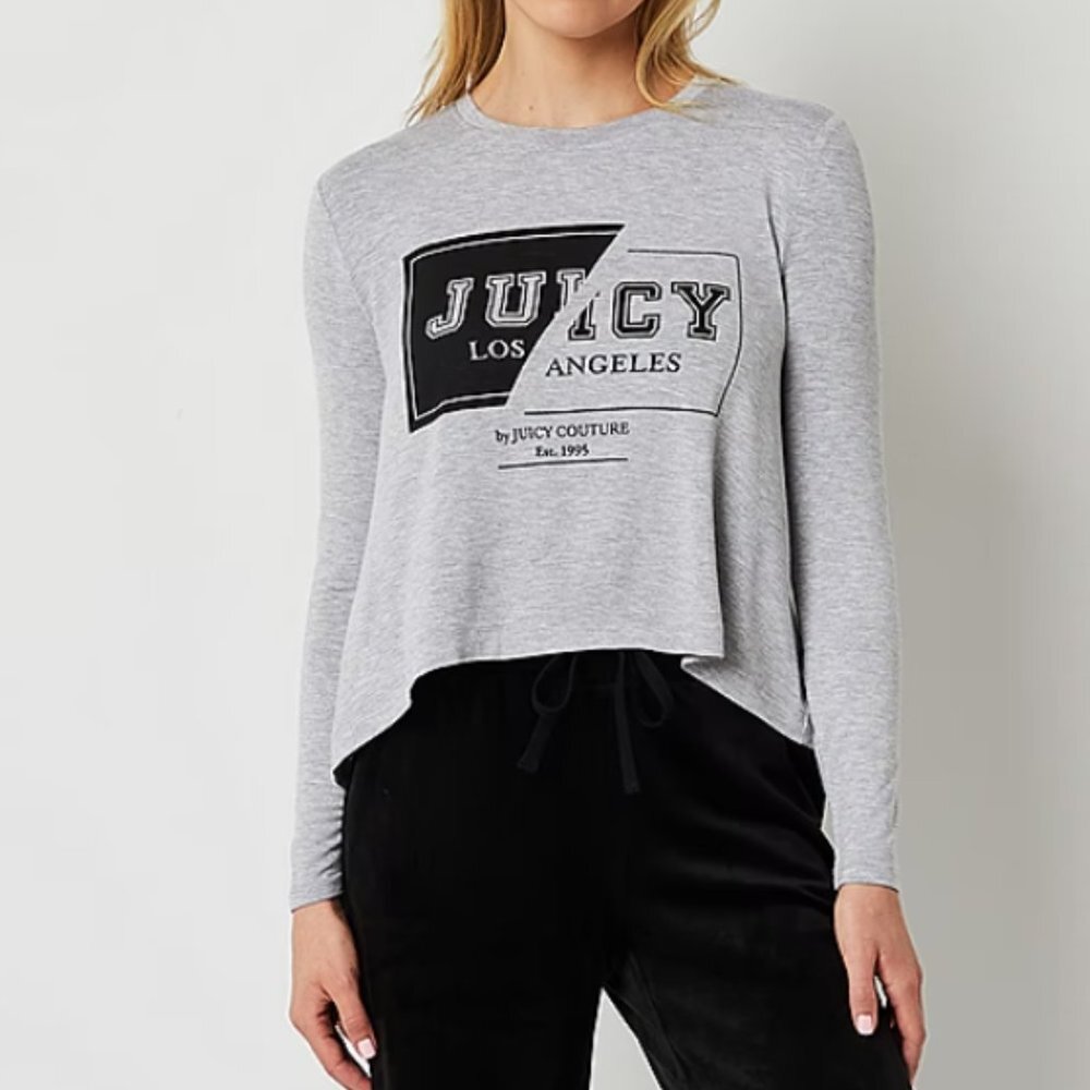 Juicy By Juicy Couture Womens Crew Neck Long Sleeve Graphic T-Shirt